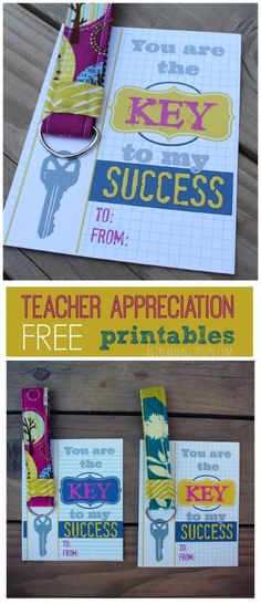 teacher appreciation you are the key to my success free printables from a girl and a glue gun Caleb Y Sophia, Free Teacher Appreciation Printables, Free Teacher Printables, Teacher Printables, Teacher Appreciation Printables, Cadeau Parents, Teachers Diy