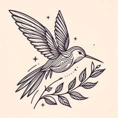 a black and white drawing of a humming bird with stars on its wings flying above the ground