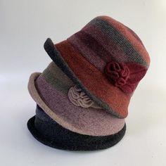 - 100% Wool - Fits up to 23.5" Circumference - Adjustable Strap inside to adjust  (Fits most of the size) - Foldable for travel - Bestseller, perfect gift for holidays Hats For Fall, Foldable Bucket, Best Winter Hats, Flower Fall, Winter Bucket Hat, Burgundy Hat, Cat Ears Hat, Wool Hats, Retro Hats