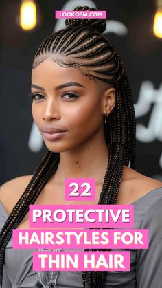 Fortify Your Style: 22 Protective Hairstyles for Thin Hair Boho Braids Fine Hair, Protective Styles For Fine Hair, Invisible Braids For Black Women, Braids For Fine Hair Black Women, Braid Styles For Thinning Edges, Protective Styles For Thinning Hair, Braids For Thinning Hair Black Women, Braids For Thinning Edges, Braids For Thinning Hair