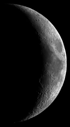 the moon is shown in black and white