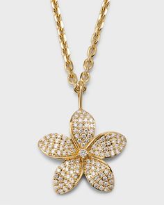 Sydney Evan Large Plumeria Charm on Diamond Cut Cable Chain Necklace, 20"L Sapphire Necklace Gold, Cable Chain Necklace, Diamond Jewelry Designs, Ball Chain Necklace, Sydney Evan, Gold Charm Necklace, Jewelry Designers, Sapphire Necklace, Fine Jewelry Designers