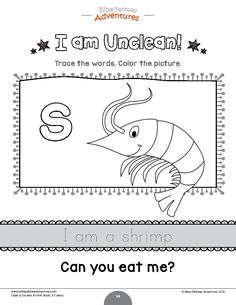 i am unclean worksheet with an image of a fish and the letter s