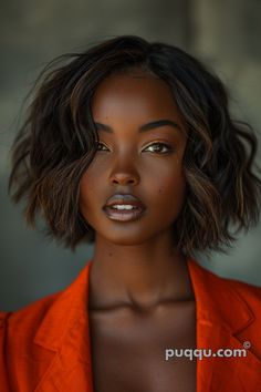 Bob Hairstyles For Black Women: Trendy Cuts for Elegant Looks - Puqqu Trendy Brown Hair 2024, Bobs On Black Women, Elegant Natural Makeup, Medium Length Black Hairstyles, Black Woman Bob, Messy Medium Hair, Short Medium Layered Haircuts, Bob Hairstyles For Black Women, Short Hairstyles For Black Women