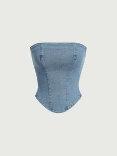 Denim Top Women, Denim Diy, Kpop Fashion, Dream Clothes, Denim Top, Cute Tops, Cute Shirts, Simple Outfits, Fashion Online Shop