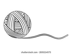 a ball of yarn on a white background hand drawn doodle illustration for coloring and design