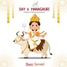 Navarathri Wishes Images, Navratri Goddess Images, Day 8 Navratri Goddess, Navratri Day 1 To 9, Navaratri Poster, Goddess Mahagauri, Navratri Day 8