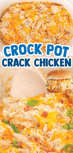 the crock pot is loaded with chicken and cheese