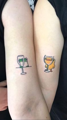 Cute Matching Tattoos, Small Matching Tattoos, Bestie Tattoo, Matching Sister Tattoos, Funky Tattoos