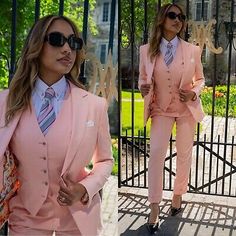 ad eBay - Pink 2 Pcs Women Suits Formal Business Office Suit Ladies Jackets Pants Set - Buy Now, click the link (eBay) Suits With Ties For Women, Business Attire Women Fall, Pink Power Suit Women, Pink Bridesmaid Suit, Women’s 3 Piece Suit, Plus Size Real Estate Agent Attire, Pink And Green Business Attire, Ladies Suits Formal Classy, Business Suits For Women Boss Lady