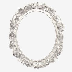 an ornate silver frame with roses on the edges and sides, set against a white background