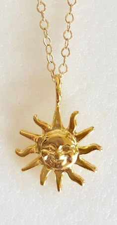 Face Sun, Black Cat Earrings, Sunshine Necklace, Sun Charm, Sun Necklace, Face Necklace, Sun Pendant, Gold Sun, Dainty Gold Necklace