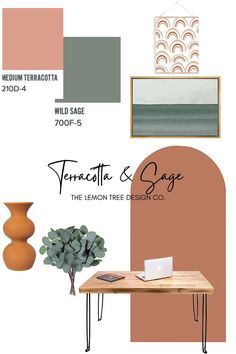 an orange and pink color scheme with the words tracite & sage on it