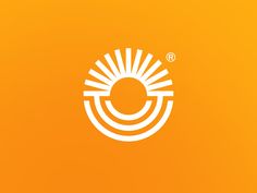 an orange and white logo with the sun in the middle