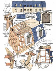 an image of a house with plans for the roof and side walls, including windows