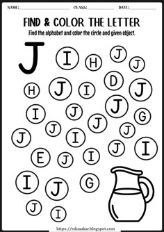 the letter j worksheet for kids to learn how to write and draw letters