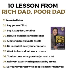 a poster with the words rich dad, poor dad written on it and an image of a