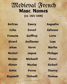 the names of medieval french masc names