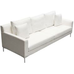 LOOMLAN Loose Back Sofa in White Linen Silver Metal Leg_Sofas_Diamond Sofa Grey Sectional Sofa, Back Sofa, Retro Sofa, Grey Sectional, Quality Sofas, Sofa Loveseat, Tv Stand Wood, Linen Sofa, Futon Sofa