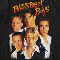 the backstreet boys t - shirt is shown in black and features four men