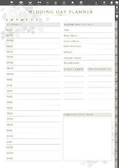 the wedding day planner is shown in this screenshote screengrafion for mac