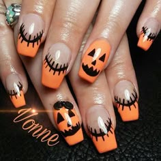 Diy Halloween Nail Art, Halloween Nail Art Ideas, Pumpkin Nails, Goth Nails