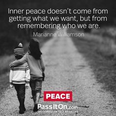 two children walking down a dirt road with the words peace on it, and an image of