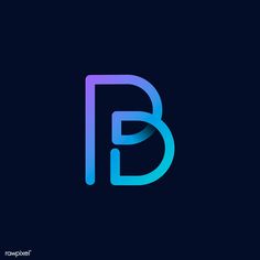 the letter b is made up of blue and purple lines on a dark background,