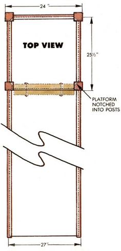 the top view of a wooden shelf with measurements