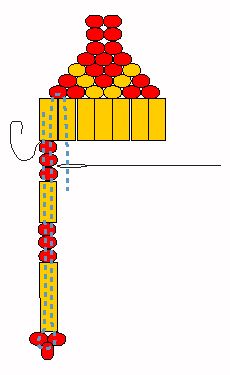 the diagram shows how to make a tower with red balls on top and yellow dots around it