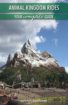 an animal kingdom ride with the mountain in the background and text that reads, your complete guide