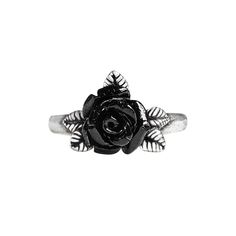 Token Of Love Ring A dark and mystical love stays hidden within this token. Simply stunning, for everyday wear. A delicate pewter ring of rose leaves set with a small black resin flower head. Size: H: 30mm (1.18") W: 22mm (0.87") D: 14mm (0.55") Weight: 8g (0.28oz.) Materials: Pewter, Black Resin. Brand: Alchemy Of England. Black Rose Ring, Alchemy Gothic Jewelry, Cast Rings, Pewter Ring, Silver Leaf Ring, Alchemy Gothic, Fall Rings, Gothic Looks, Alternative Jewelry