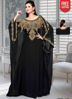 Boat neck embroidered farasha Black Color, Farasha Style, Georgette Fabric, Newest – Arabic attire Kaftan Hijab, Farasha Abaya, Black Kaftan, Dubai Style, Gaun Fashion, Mode Abaya, Moroccan Caftan, Abaya Dress, فستان سهرة