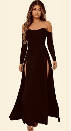 Amazon.com: SweatyRocks Women's Elegant Off Shoulder Double High Slit Long Sleeve Dress A Line Maxi Dresses : Clothing, Shoes & Jewelry Sleeved Maxi Dress, Women's A Line Dresses, A Line Maxi Dress, Dresses Australia, Causal Outfits, Dresses Uk, Long Sleeve Maxi Dress, Stylish Dresses