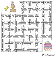 a maze with an easter egg and bunny on it