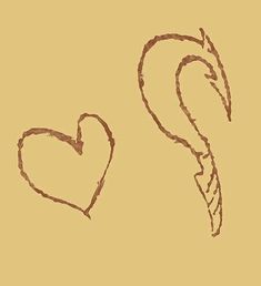 two hearts drawn in the shape of a question mark on a beige background with brown shading