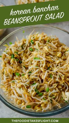 korean bean sprout salad in a glass bowl