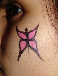 face painting easy designs for kids | Butterfly Face Paint Design, Simple Cheek Art Steps—Face Painting ... Festival Face Paint, Butterfly Face Paint, Painting Face, Festival Face, Butterfly Face, Face Paintings