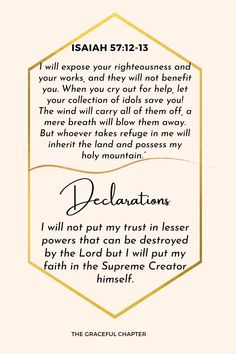 Isaiah 57:12-13 declaration Isaiah 57, Isaiah 33, Book Of Isaiah, Jesus Second Coming, Christian Love, Prayer Scriptures