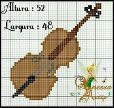 a cross stitch pattern with an image of a violin and the words, allura 32 largora 48