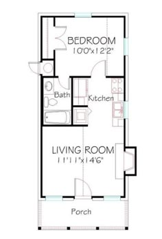 the floor plan for a small house with two bedroom and living room, as well as a