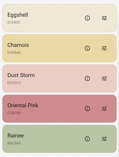 an iphone screen showing the different colors and font options for each item in the app