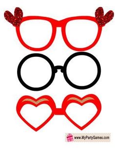 a pair of heart shaped glasses with bows and hearts in the middle, on a white background