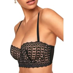 I’d double-tap that! This lace balconette designed with repeating hearts is bound to tap into your flirty side and win your heart over & over again. The lace-front panel adds a touch of elegance and femininity, while the side and back mesh panels add a hint of mystery and allure. Chic Bra, Bra Measurements, Black Lace Bra, Adore Me, Balconette Bra, Pretty Lingerie, Black Bra, Bra And Panty Sets, Bras And Panties