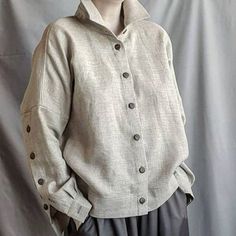 Linen Style Fashion, Blouse Casual Fashion, Linen Shirts Women, Linen Fashion, Fashion Tops Blouse, Designs For Dresses, Vintage Button, Linen Clothes, Last Chance