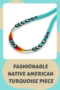 Elevate your gifting game with this exquisite ethnic turquoise necklace, perfect for a special woman in your life. Handcrafted using top-notch Japanese Toho beads, this statement piece boasts a diameter of 0.3 inches (0.7 cm). Treat her to something truly unique and stylish that she'll cherish for years to come. Native American Style, Native American Turquoise, American Turquoise