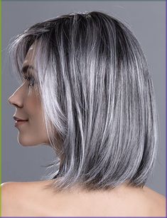 PRICES MAY VARY. Granny grey hair is an unfashionable trend. When it appears on young faces, or on the heads of mature and elegant middle-aged and elderly women, it gives people a sense of confidence and temperament beauty. You can wear this grey lob do anything you want This grey wig is mixed with silver and black hair, black hair root, natural hair color is close to real hair growth, suitable for women of all ages, and a small amount of silver white bangs adds a touch of playfulness and flexib Lowlights For Blonde Hair, Lowlights For Blonde, Long Layers With Bangs, Grey Hair With Bangs, Layering Techniques, Natural Straight Hair, Hair Over 50, Grey Wig, Hair Gray