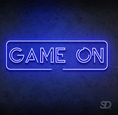 a neon sign that says game on