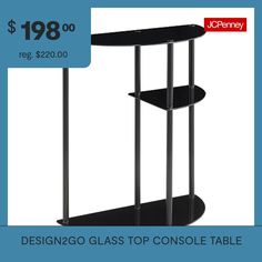 a black table with three shelves on it for $ 198 00 reg $ 240 00