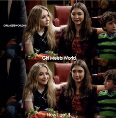 #GirlMeetsWorld "Girl Meets Goodbye" (Riley and Maya realizing the meaning of the show just like Cory did on Boy Meets World) Maya And Riley, Silly Quotes, Disney Channel Stars, Girl Memes, Cartoon Network Adventure Time, Life Is Tough, Disney Shows